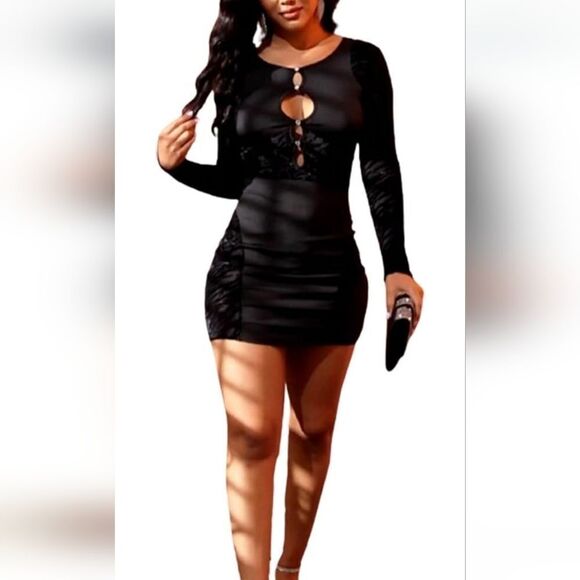 NWT Going Out Dress Open Front Bodycon Party Club Mini Dress - Picture 3 of 5